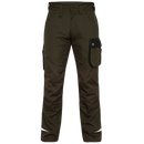 Engel workwear galaxy work trousers in forest green and black with multiple pockets and reinforced knee pads. Engel Galaxy Work Trousers available at Kustom Workwear.