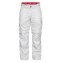 A pair of white Engel combat trousers with visible pockets and reinforced knee pads, designed for workwear.