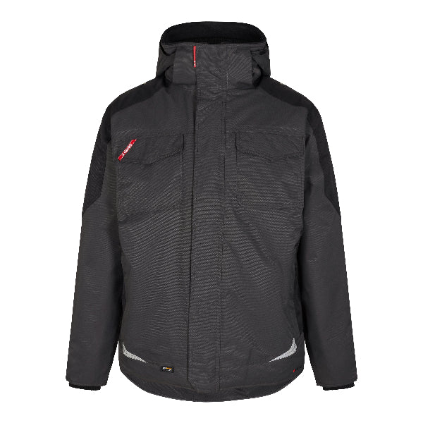 Grey Engel Galaxy Winter jacket with red accents on a white background.