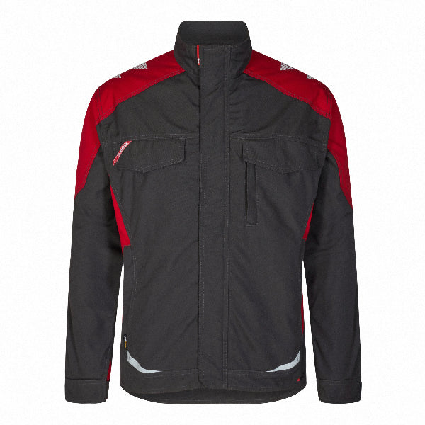 Black and red galaxy jacket on a white background.
