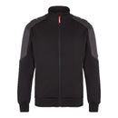 Black jacket with gray sleeves on a white background.