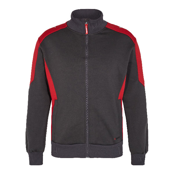 Black jacket with red accents on a white background.