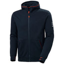 Navy Helly Hansen hoodie with orange accents on a white background.