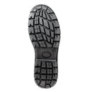 A black waterproof safety boot with lace-up closure, featuring a protective toecap and a thick, dual-density PU outsole.