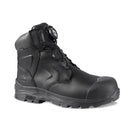 A black waterproof safety boot with a lace-up closure and additional protective detailing on the toe cap and midsole.