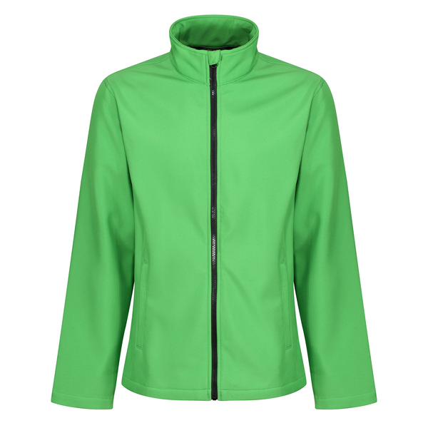 A green Regatta softshell jacket with a zipper and collar.