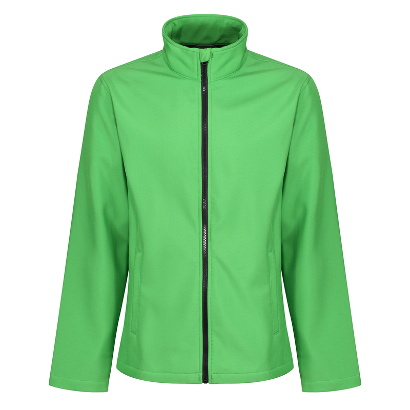 A green Regatta softshell jacket with a zipper and collar.