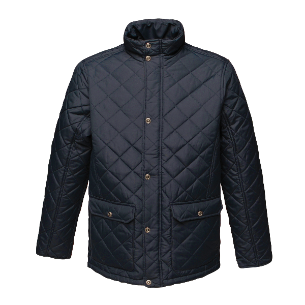 TRA441. A Regatta men's tyler jacket in NAVY color with a classic diamond pattern, featuring lower patch pockets and a collar. Shop Regatta at Kustom Workwear.
