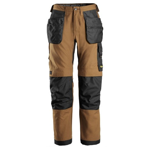 Snickers 6224 AW Canvas Stretch Work Trousers HP - Brown/Black, Snickers Workwear, Work trousers crafted from polycotton