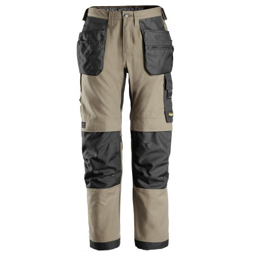 Snickers 6224 AW Canvas Stretch Trousers HP - Khaki/Black, these Snickers Allround Work trousers are a rugged yet lightweight alternative to more heavy-duty Snickers Workwear.