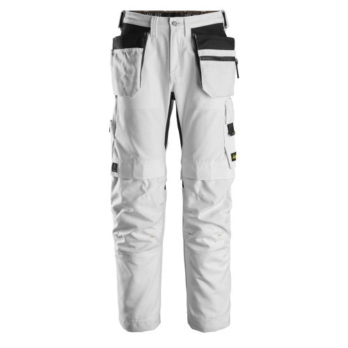 Snickers 6224 AW Canvas Strch Trous HP - White.  These Snickers AllroundWork trousers are a rugged yet lightweight alternative to more heavy-duty Snickers Workwear. Work trousers crafted from polycotton. 