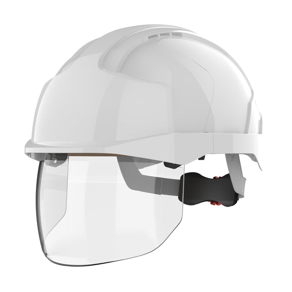 EVO® VISTAshield® Safety Helmet with Integrated Faceshield - White / White