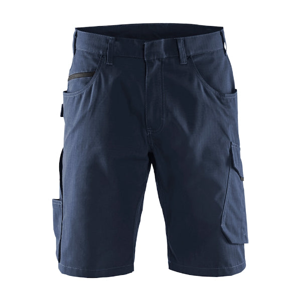 Back view of the Blaklader 1499 service shorts in navy, showing rear pockets and a clean, comfortable professional fit.
