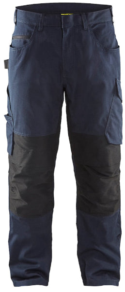 Front view of the Blaklader Service Stretch Work Trousers 1495 showing ripstop fabric and ergonomic fit.
