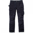Navy Carhartt relaxed fit work trousers on a white background