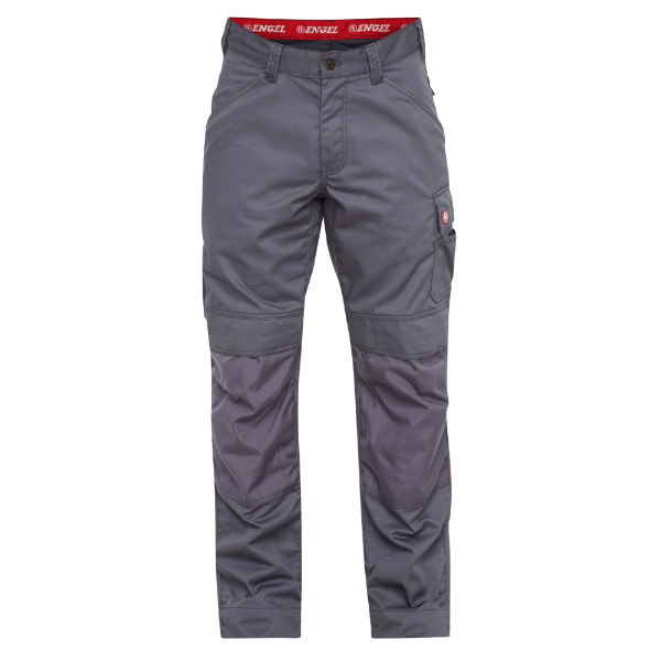 A pair of grey Engel combat trousers with multiple pockets and reinforced knee areas.