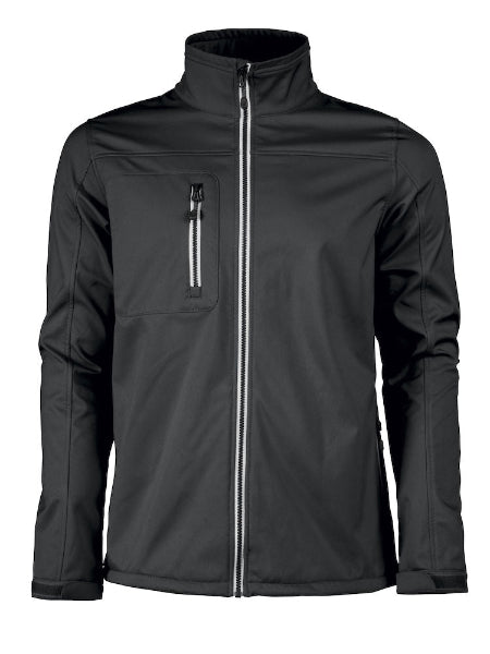 Front view of the Printer Activewear Vert Jacket 2261049 in black showing the full-zip front, zip pockets and lightweight construction.