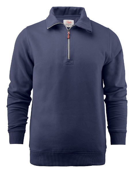 Front view of the Printer Rounders Half Zip Sweatshirt 2262053 in navy showing the half zip neckline and cotton-polyester construction.