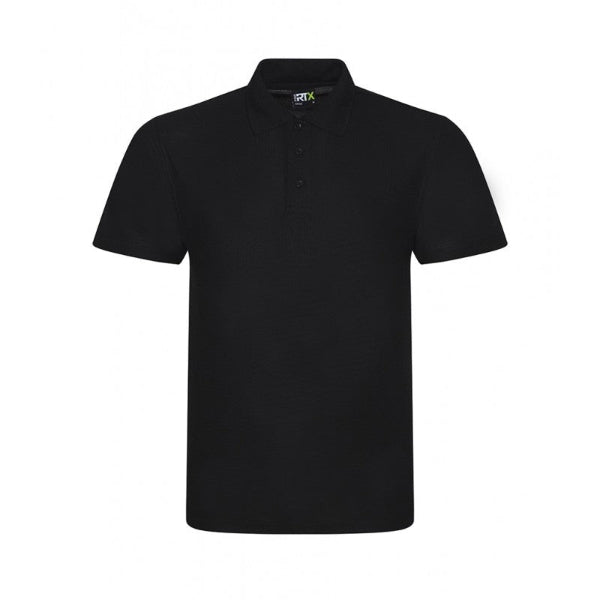 Pro RTX Polo Shirt RX101 in black, front view.