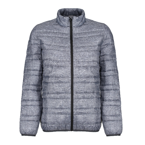 Front view of the Regatta Firedown Jacket TRA496 in seal grey, showing water repellent finish, stretch binding and zipped lower pockets.
