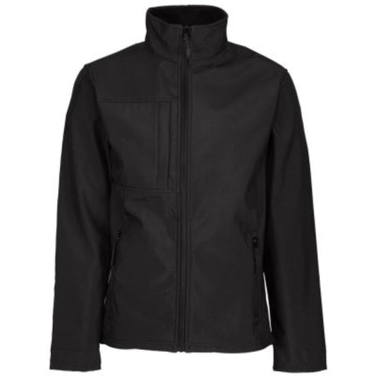 Front view of the Regatta Octagon II Softshell Jacket TRA688 in black showing zipped pockets and softshell fabric construction.