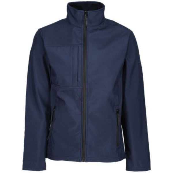 Front view of the Regatta Octagon II Softshell Jacket TRA688 in navy showing full zip, chest pocket and wind resistant construction.
