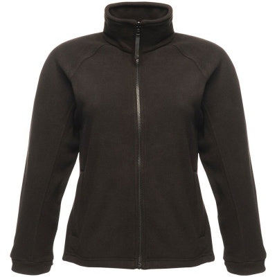 Front view of the Regatta Womens Thor III Fleece Jacket TRF541 in black showing the shaped women's fit, fleece cuffs and full-zip design.