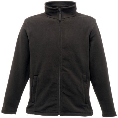 Front view of the Regatta Micro Fleece Jacket TRF557 in black showing the full-zip design, fleece cuffs and lightweight 210 series microfleece construction.