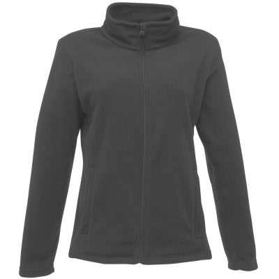 Front view of the Regatta Womens Micro Fleece Jacket TRF565 in grey showing the shaped womens fit, fleece cuffs and full-zip fastening.
