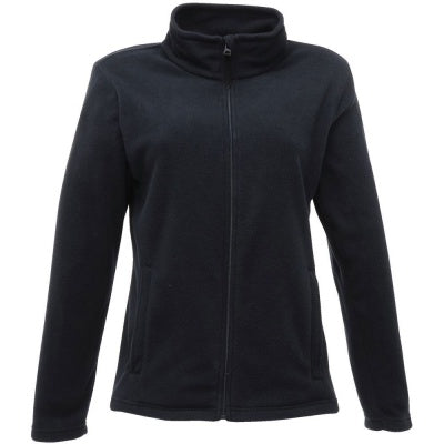 Front view of the Regatta Womens Micro Fleece Jacket TRF565 in navy showing the full-zip design, tailored fit and lightweight 210 series microfleece construction.