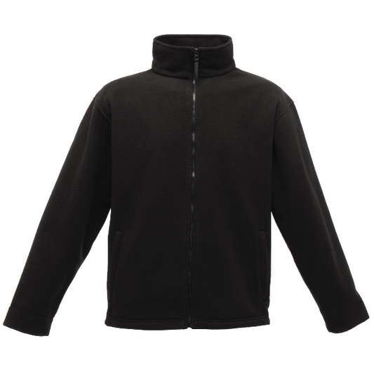 Front view of the Regatta TRF582 Thor 350 fleece jacket in black featuring heavyweight fleece fabric and a full front zip, on a white background.