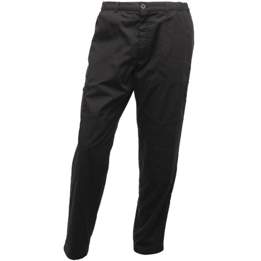 Front view of the Regatta Cargo Trouser TRJ500R in black showing cargo pocket, belt loops and zip fly.