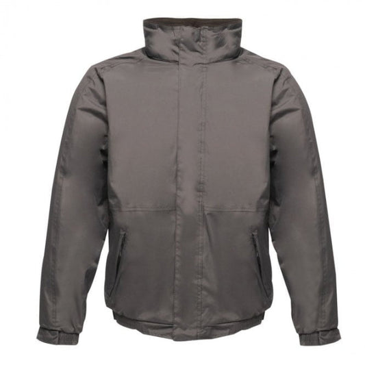 Front view of the Regatta Dover Jacket TRW297 with concealed hood, stormflap, fleece lined body and zipped pockets.