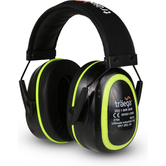 Side view of the Traega Ear Defenders 28 SNR, showing cushion pressure and headband design